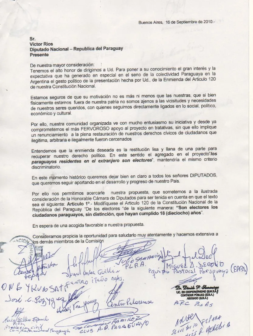 Artículo 120 nota a Víctor Ríos