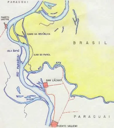 El río Apa nace en la cordillera de Amambay es desembocar en el río Paraguay, siendo la frontera natural entre los Departamentos de Concepción y Amambay (Paraguay) y el Estado de Mato Grosso do Sul (Brasil) en casi todo su trayecto.