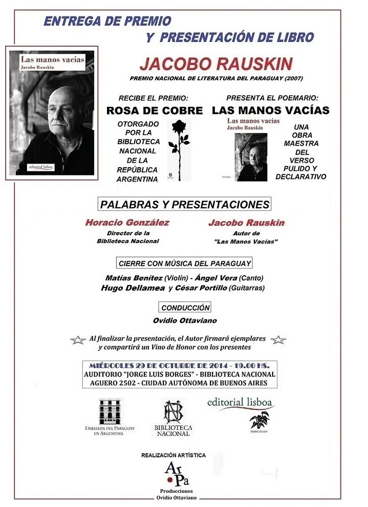 Ottaviano PRESENTACIÓN DEL LIBRO LAS MANOS VACÍAS DE JACOBO RAUSKIN