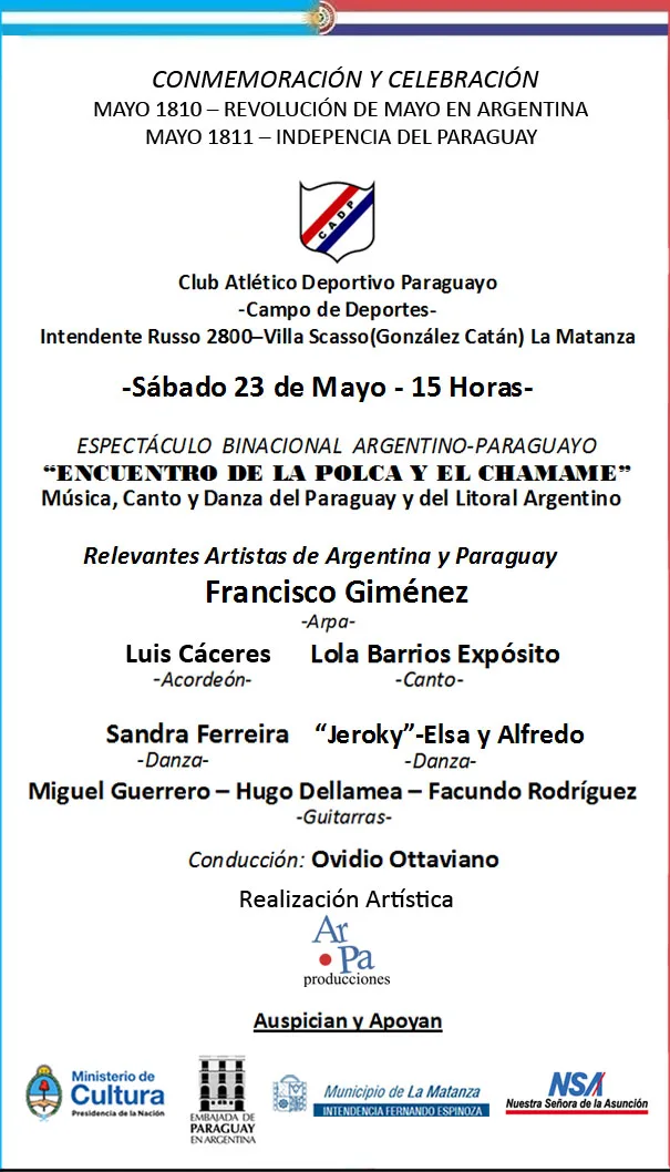 DEPORTIVO PARAGUAYO FLYER ENCUENTRO DE LA POLCA Y EL CHAMAME 23 MAYO 2015