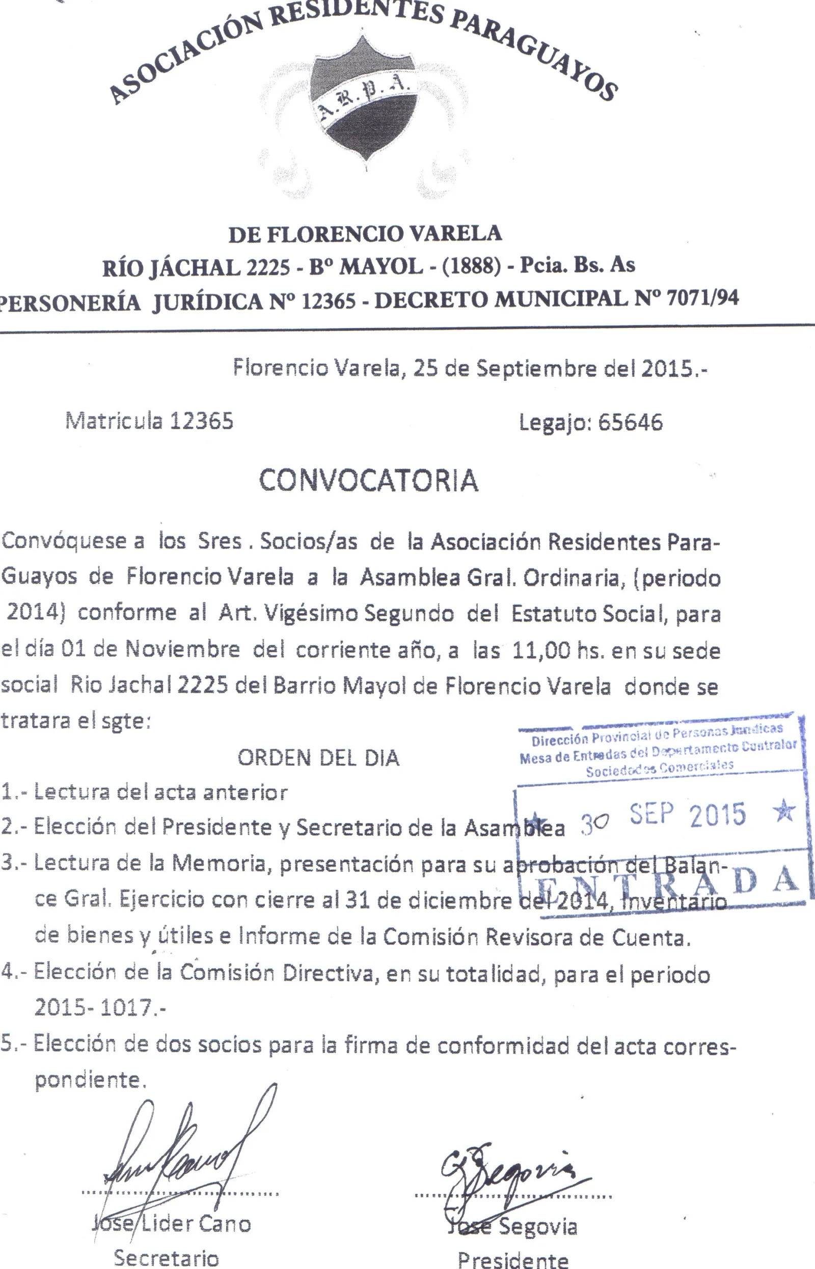 convocatoria
