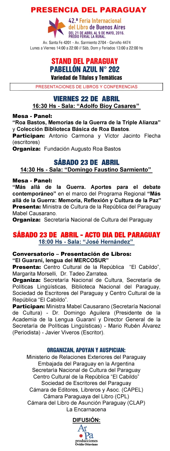 FERIA DEL LIBRO 2016 - PROGRAMA