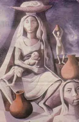 Otra muestra cabal de su talento: “Mujeres de mi tierra”, en tempera sobre papel