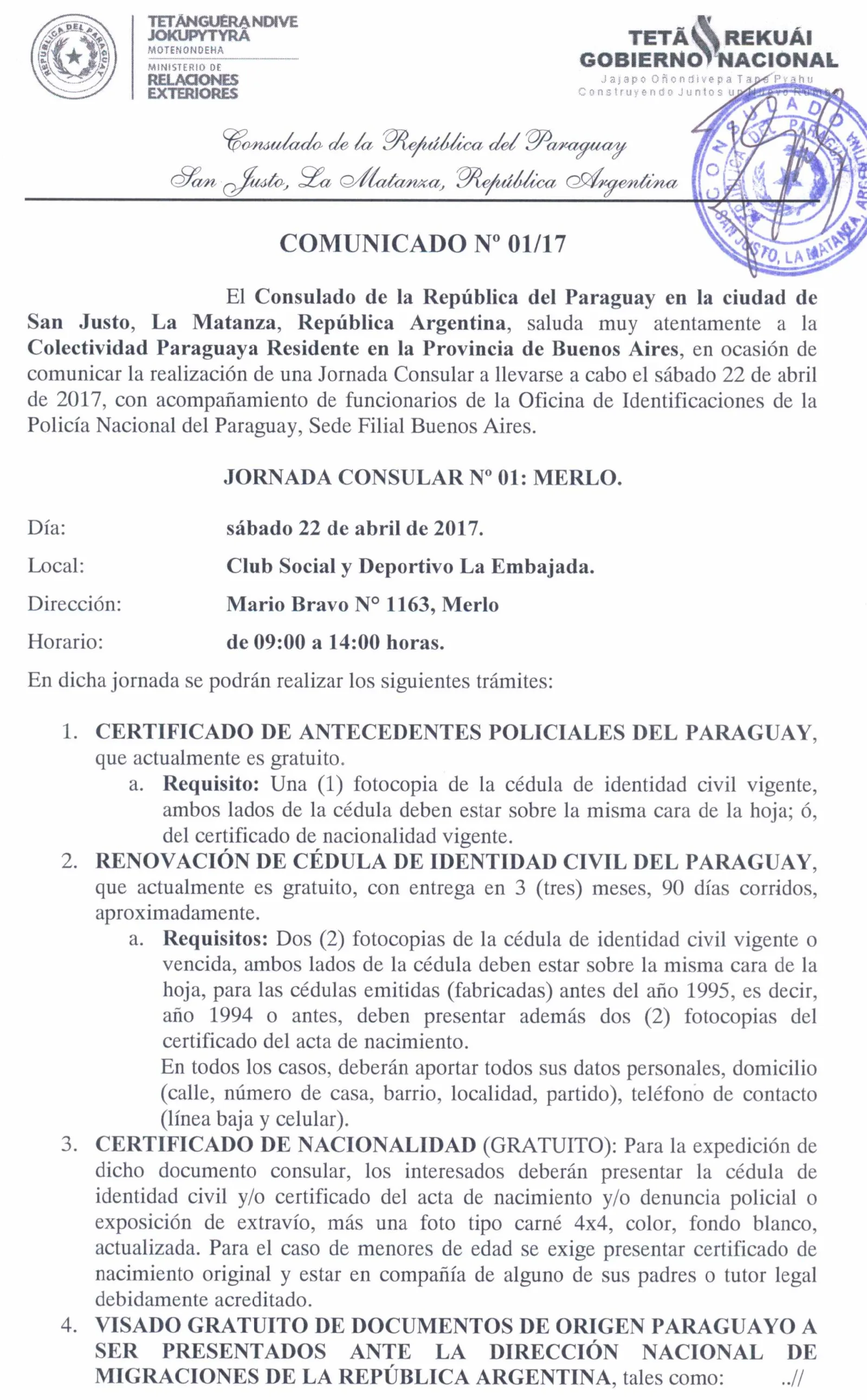 JORNADA CONSULAR Nº 1 - MERLO