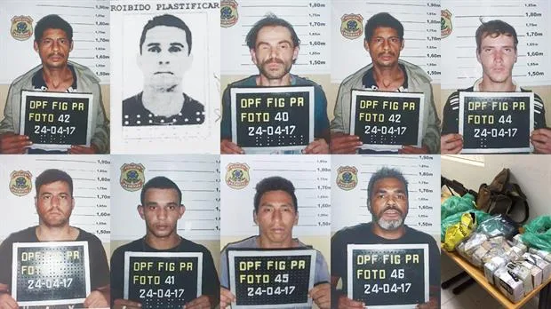 Imagen de los 9 detendios (Foto Ministerio del Interior de Paraguay)