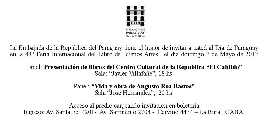 Feria del libro 2017 invitación embajada